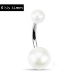 Bauchnabelpiercing mit weißer Perle – 6–14 mm | Synthetische Perle