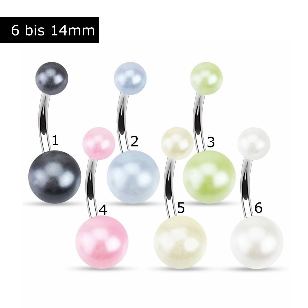 🦚 Bauchnabelpiercing Perle – 6 Farben