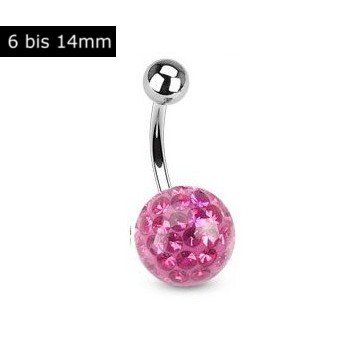 🦚 Bauchnabelpiercing pink mit Glitzersteinchen