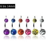 Bauchnabelpiercing Zebralook - 6 Farben