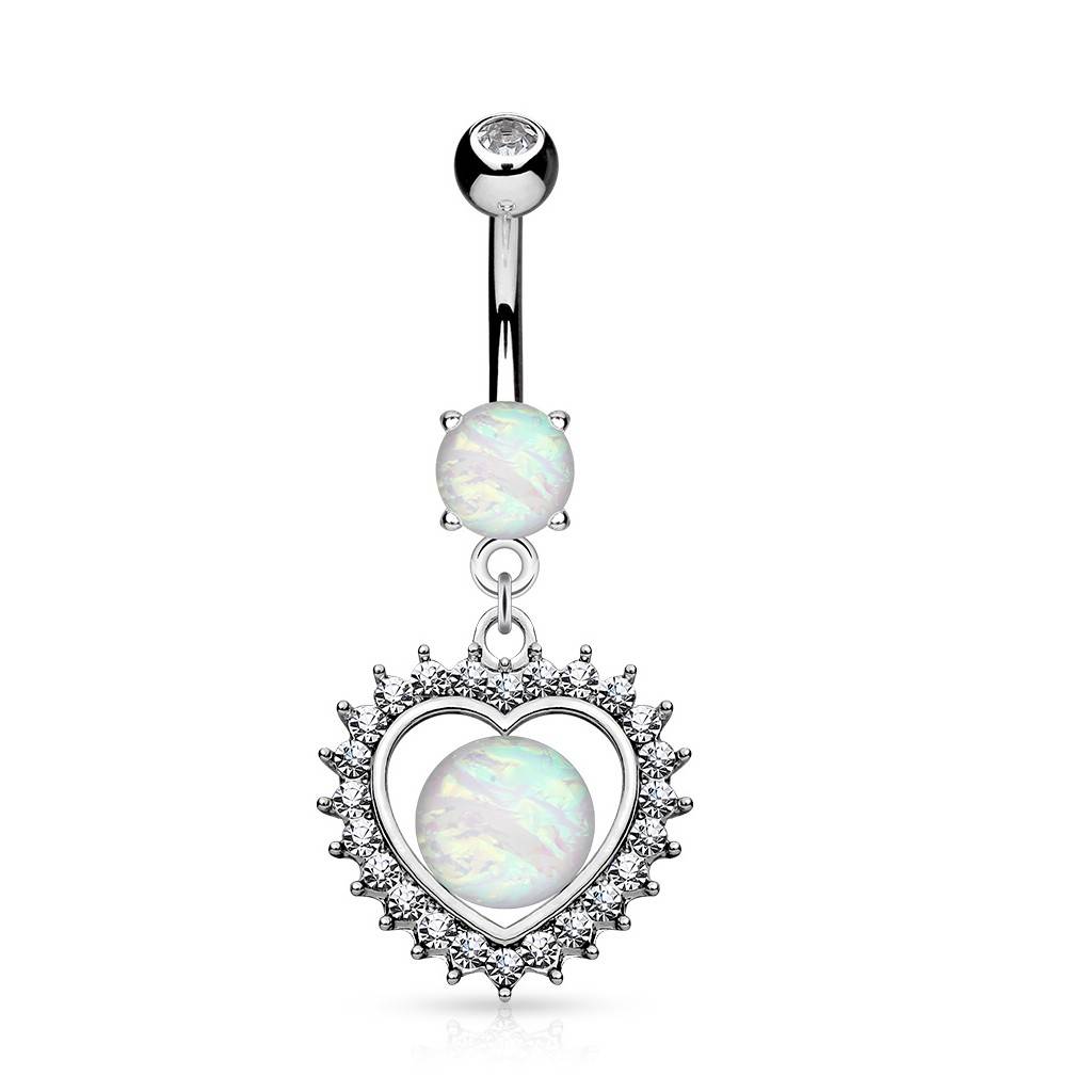 Bauchnabelpiercing Herz Opal