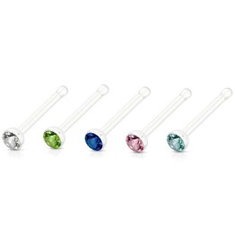 Nasenstecker mit 2 mm Kristall – Kunststoff | 0,8 mm | 5 Farben