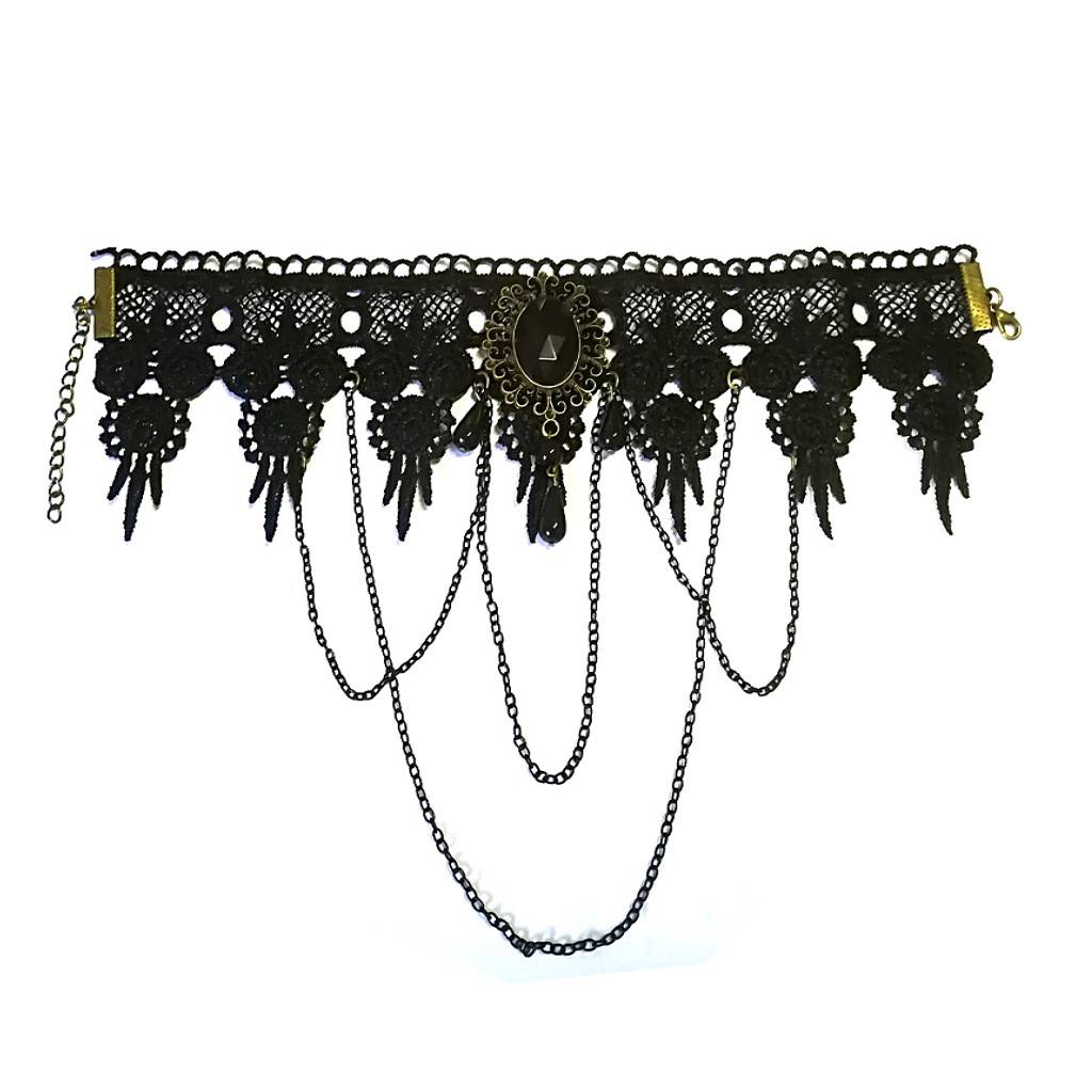 Gothic Halsband Collier mit schwarzen Amulett