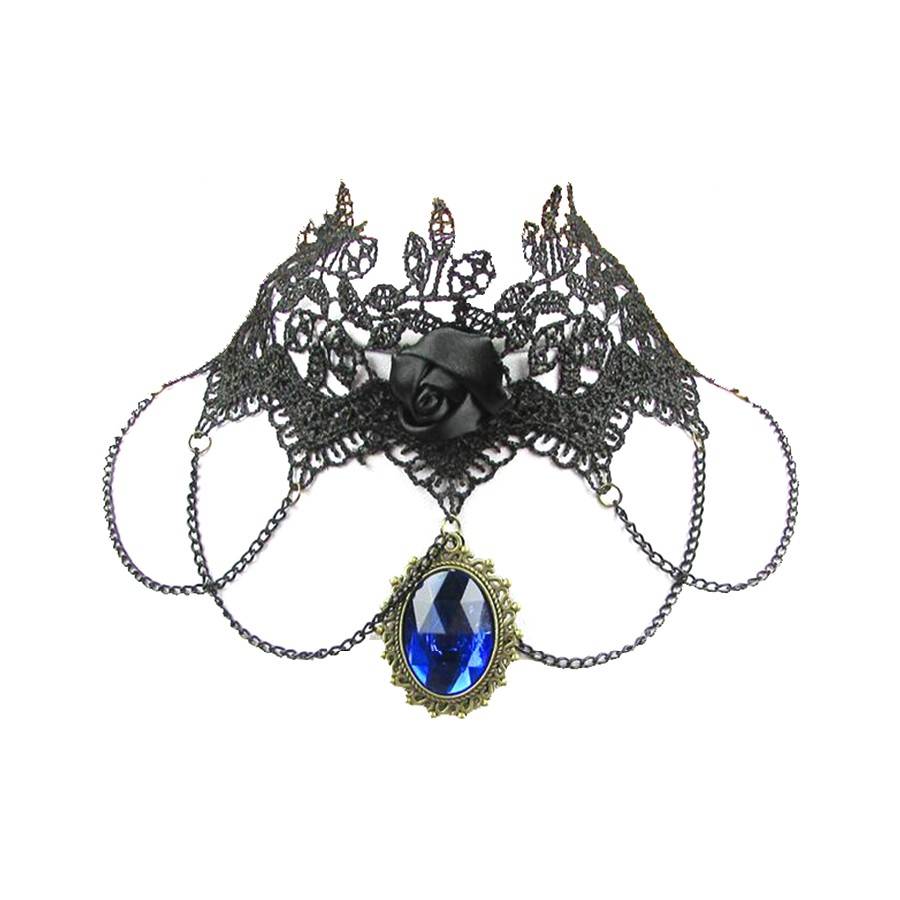 Gothic Collier mit blauen Amulett