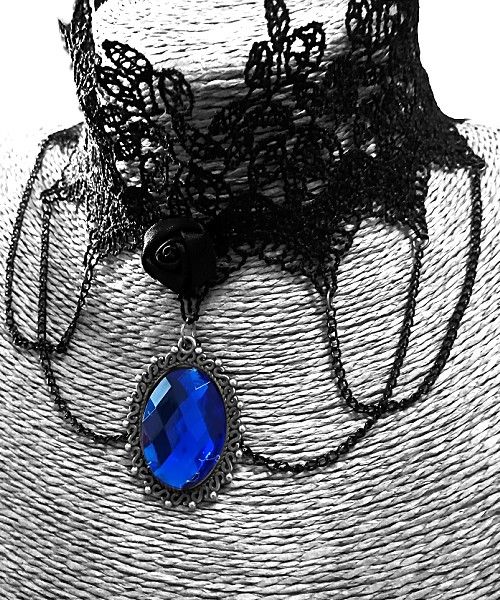 Gothic Collier mit blauen Amulett