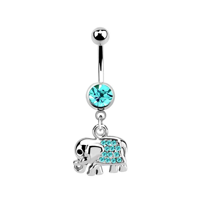 🦚 Bauchnabelpiercing Elefant türkis