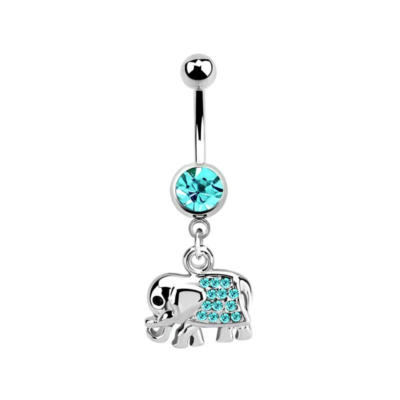 Bauchnabelpiercing Elefant türkis