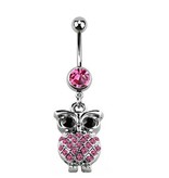 Bauchpiercing Eule Pink