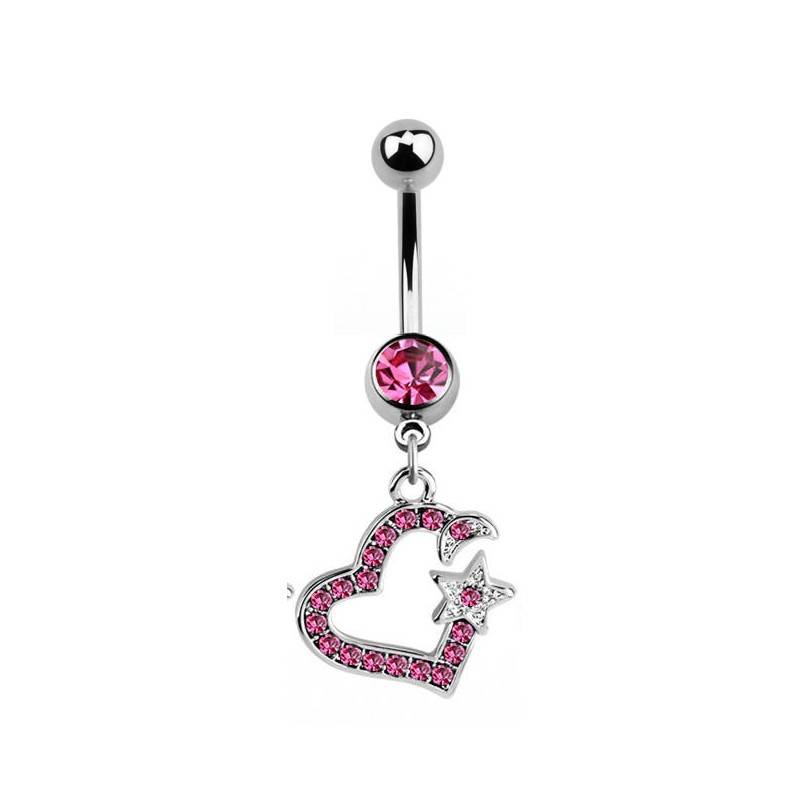 Pinkes Bauchnabelpiercing Herz