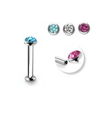 Tragus Piercing 6mm mit Steinchen - 3 Farben lieferbar