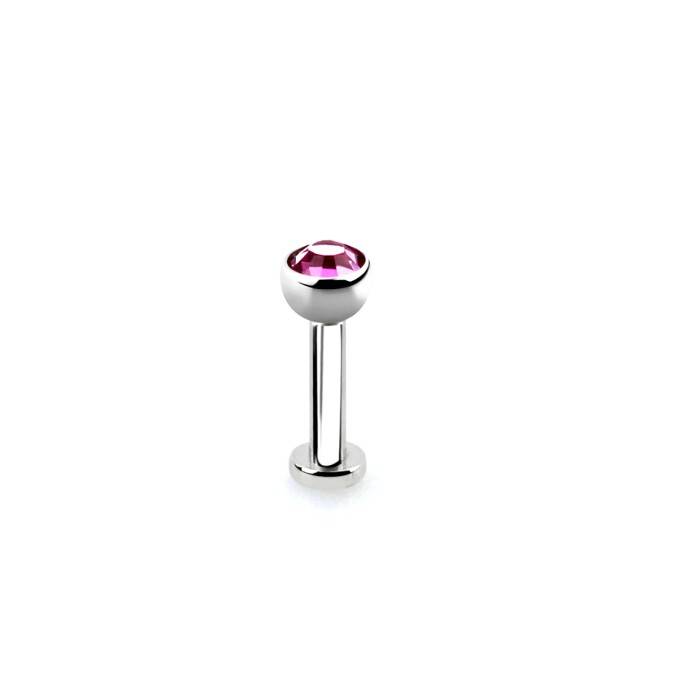 Tragus Piercing mit pinken Stein