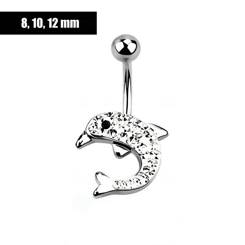 Kristall Bauchnabelpiercing Delphin
