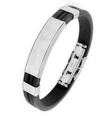 Elegantes Kautschukarmband mit Edelstahl