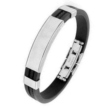 Elegantes Kautschukarmband mit Edelstahl