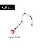 Nasenstecker Spirale mit pinken Stein