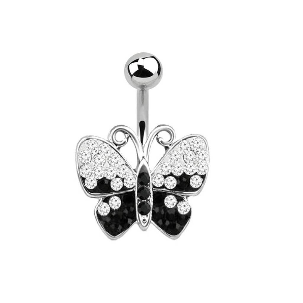 Nabelpiercing Schmetterling kristall schwarz