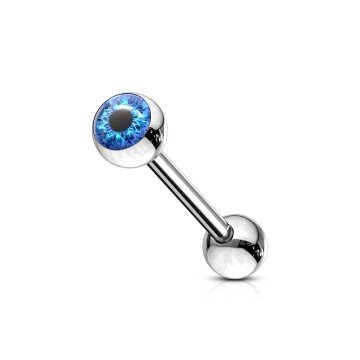 Zungenpiercing Auge Blau