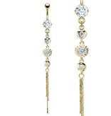 Bauchnabelpiercing Gold mit langem Anhänger – Kristall-Zirkonia | Gold PVD