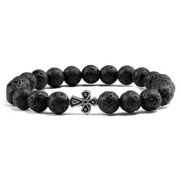 🦚 Schwarzes Perlen Armband Lava