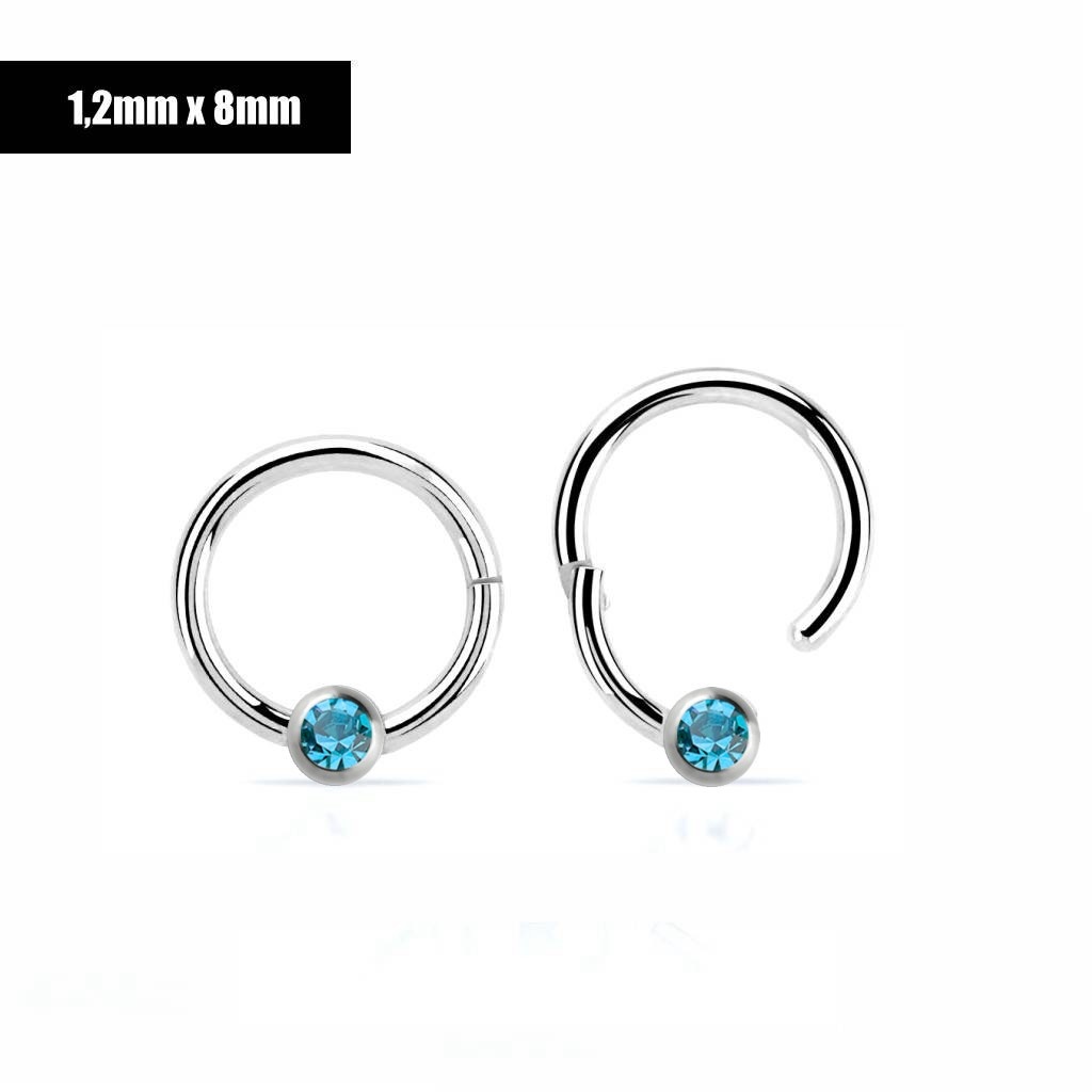 1,2 mm Piercing  Clicker Ring  mit Kristall