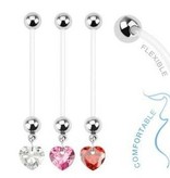 Schwangerschaftsbauchpiercing Herz - Pink, Rot & Kristall