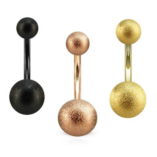 Bauchnabelpiercing zwei Frosted Ball - 3 Farben