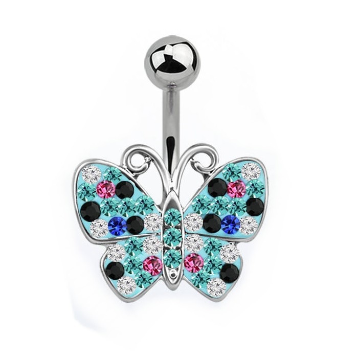 Bauchnabelpiercing Schmetterling Türkis