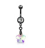 Bauchnabelpiercing schwarz mit Blume