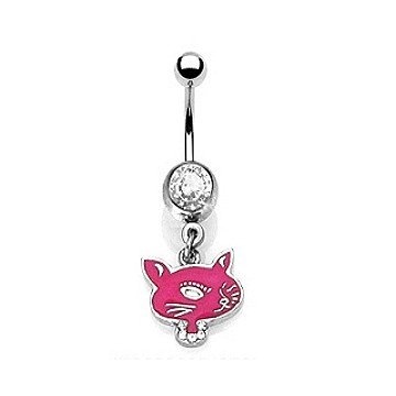 Bauchnabelpiercing Katze pink