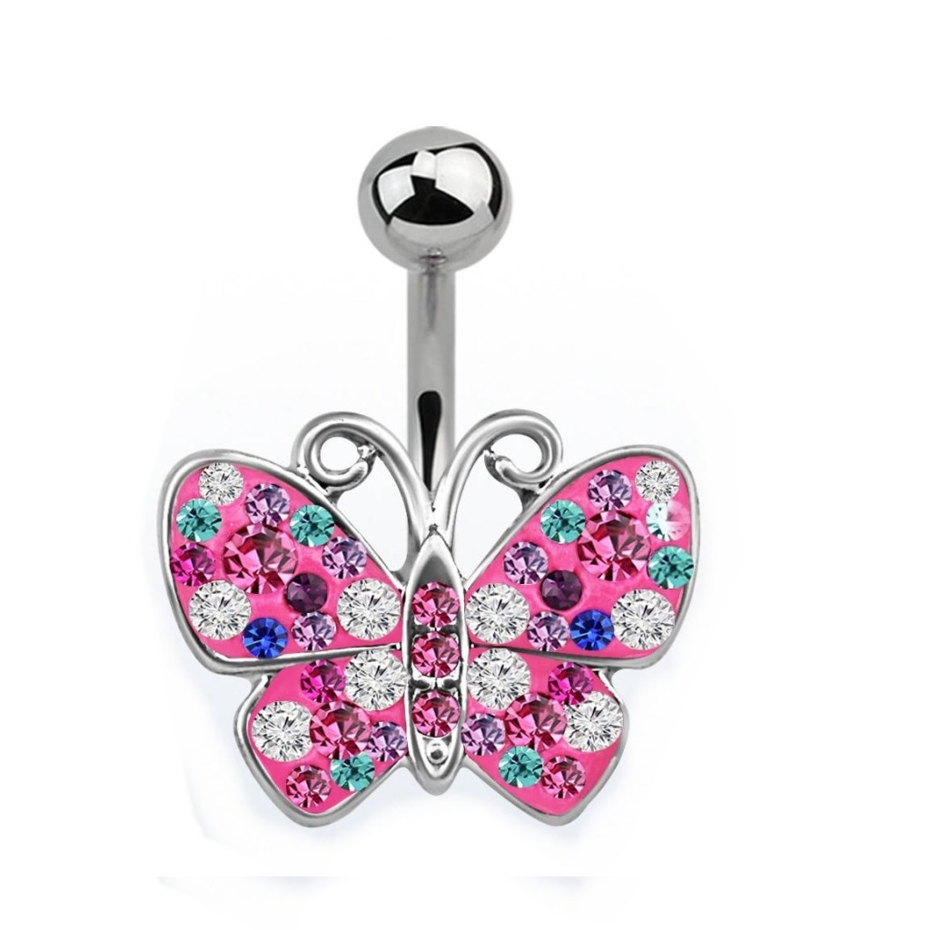 Buntes Bauchnabelpiercing Schmetterling