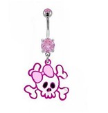 Skull Bauchnabelpiercing in pink