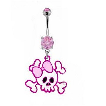 Skull Bauchnabelpiercing in pink