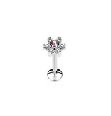 Ohr Stecker Helix Blume mit Kristall – Innengewinde