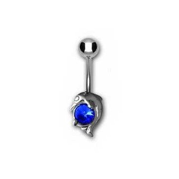 Delphin Bauchpiercinging blau