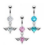 Bauchnabelpiercing Herz mit  zwei Flügeln