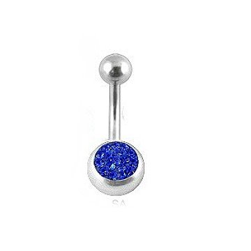 Bauchpiercing blauer Glitzerstein