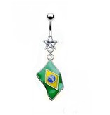 Bauchnabelpiercing mit Brasilien Flagge