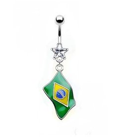 Bauchnabelpiercing Brasilien Flagge