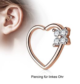 Herz Daith Piercing Blume rosegold