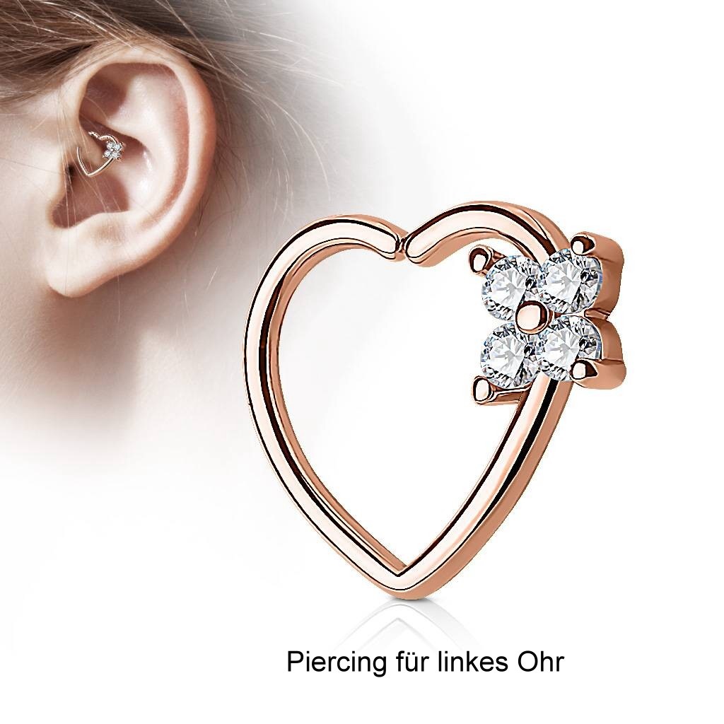 Herz Daith Piercing Blume rosegold