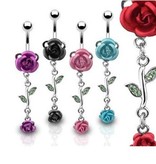 Rosen Bauchnabelpiercing - 5 Farben