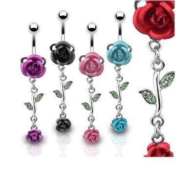 Rosen Bauchnabelpiercing - 5 Farben