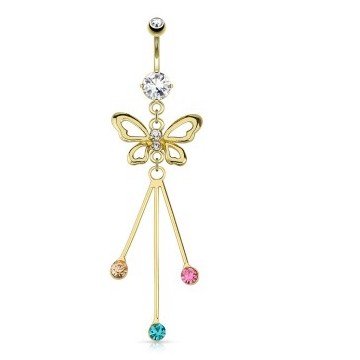 Schmetterling-Bauchpiercing gold