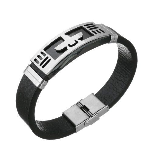 Breites Lederarmband für Herren mit Edelstahl