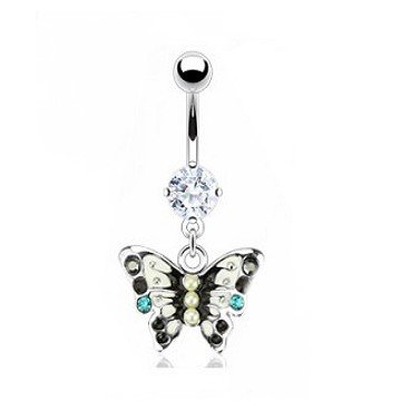 Bauchpiercing Schmetterling mit Perlen