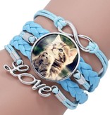 Türkises Armband Katze mit Love und Infinity