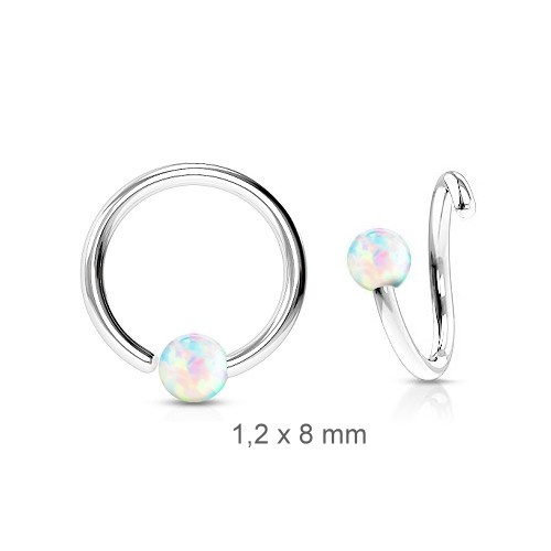 1,2mm Piercing Ring mit Synthetic Opal Kugel