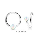 1,2mm Piercing Ring mit Synthetic Opal Kugel