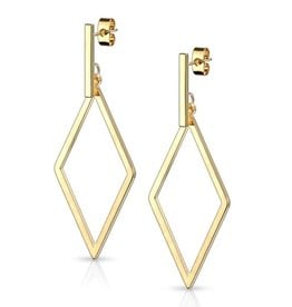 Goldfarbige Ohrstecker hängend – Edelstahl / PVD | 51 mm lang | Schmetterlingsverschluss