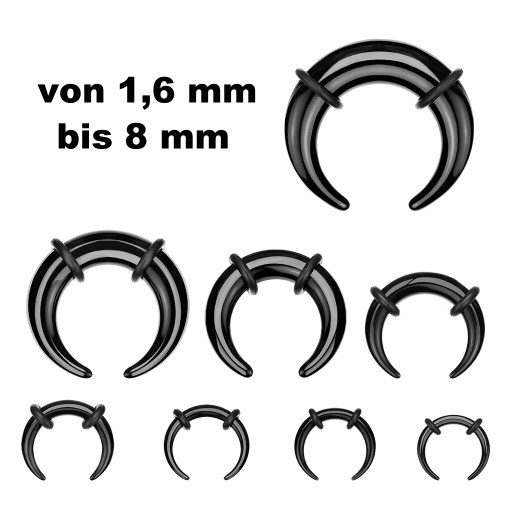 Schwarze Dehnsichel aus Kunststoff – 1,6 bis 8 mm